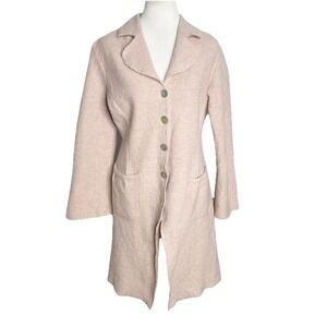 Noa Noa Pink Boiled Wool Embroidered Long Jacket Romantic Scandinavian Folk M